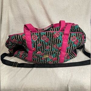 Betsy Johnson Floral Patterned Women's travel Bag with Pink Accents